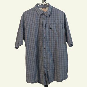 Wrangler (?) Short Sleeve Blue Plaid Shirt Size L